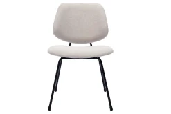 Chaises design en tissu effet velours texturé beige et métal noir (lot de 2) BARNET