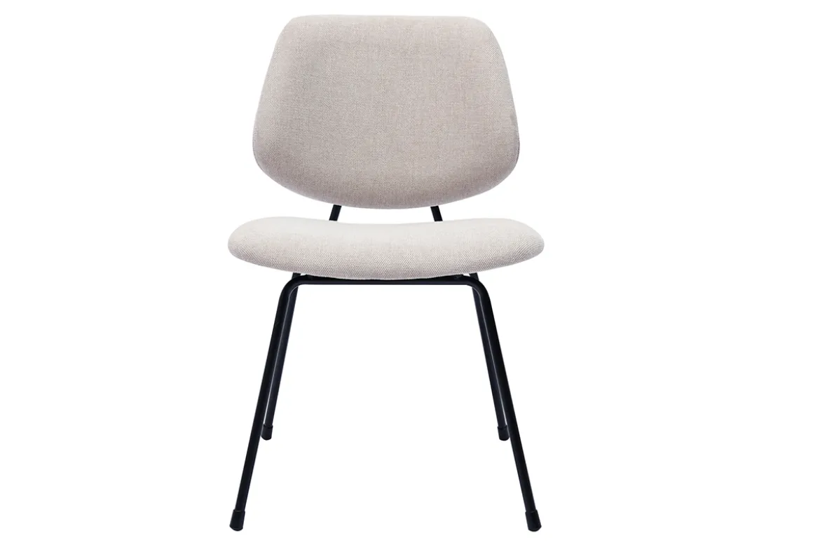 Chaises design en tissu effet velours texturé beige et métal noir (lot de 2) BARNET