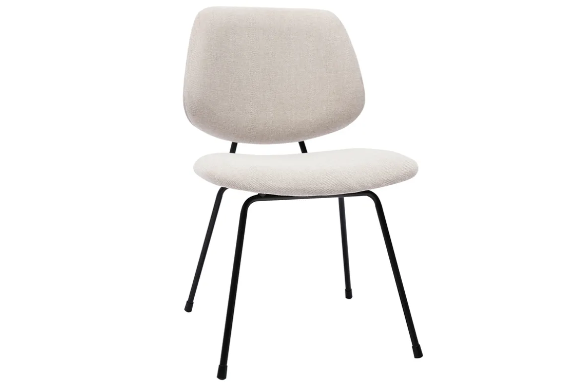 Chaises design en tissu effet velours texturé beige et métal noir (lot de 2) BARNET