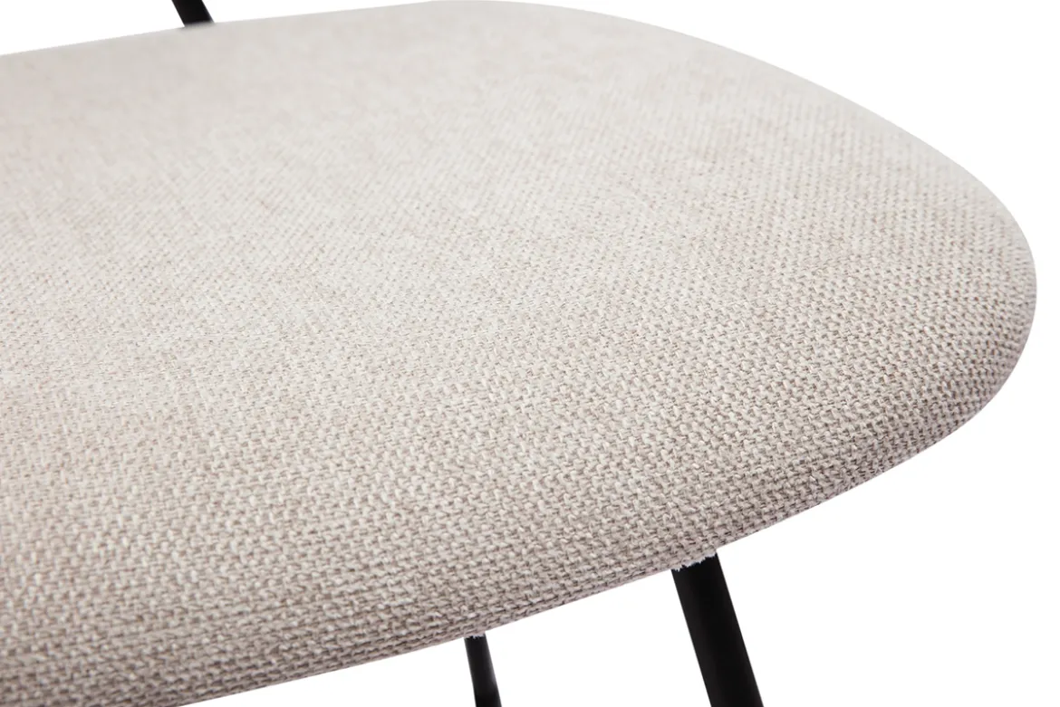 Chaises design en tissu effet velours texturé beige et métal noir (lot de 2) BARNET