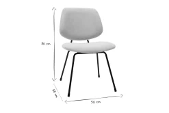 Chaises design en tissu effet velours texturé beige et métal noir (lot de 2) BARNET