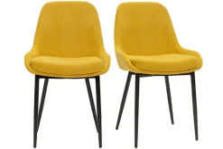 Chaises design en tissu effet velours jaune moutarde et métal noir (lot de 2) HOLO