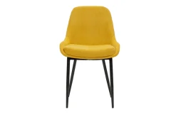 Chaises design en tissu effet velours jaune moutarde et métal noir (lot de 2) HOLO