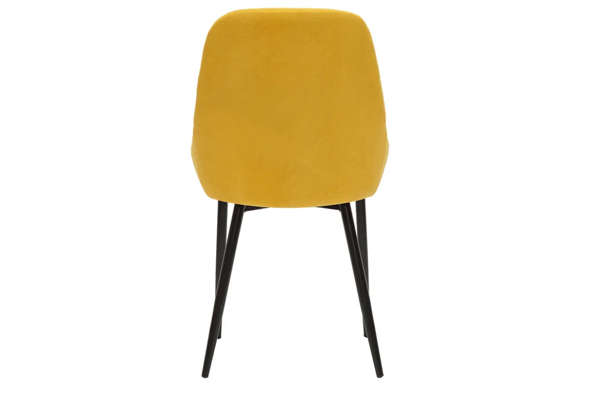 Chaises design en tissu effet velours jaune moutarde et métal noir (lot de 2) HOLO