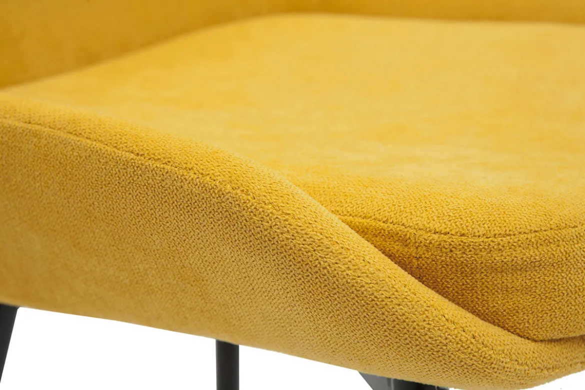 Chaises design en tissu effet velours jaune moutarde et métal noir (lot de 2) HOLO