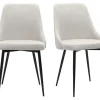Chaises design en tissu effet velours beige naturel et métal noir (lot de 2) CULT