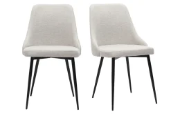 Chaises design en tissu effet velours beige naturel et métal noir (lot de 2) CULT