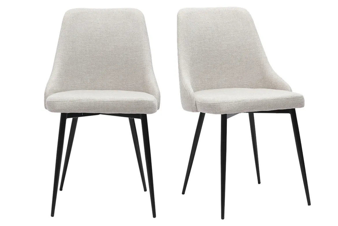 Chaises design en tissu effet velours beige naturel et métal noir (lot de 2) CULT