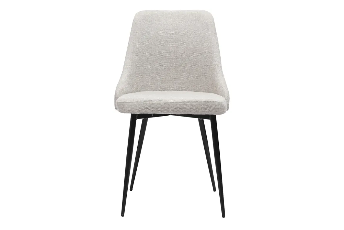 Chaises design en tissu effet velours beige naturel et métal noir (lot de 2) CULT