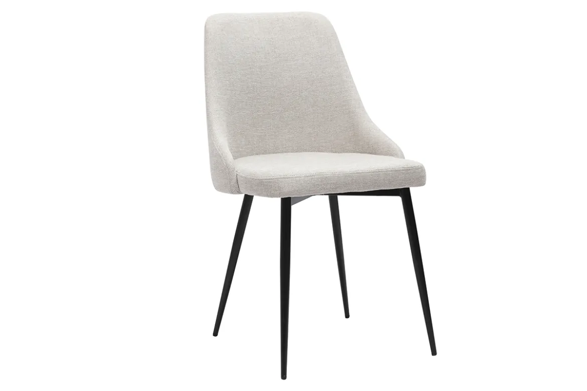 Chaises design en tissu effet velours beige naturel et métal noir (lot de 2) CULT