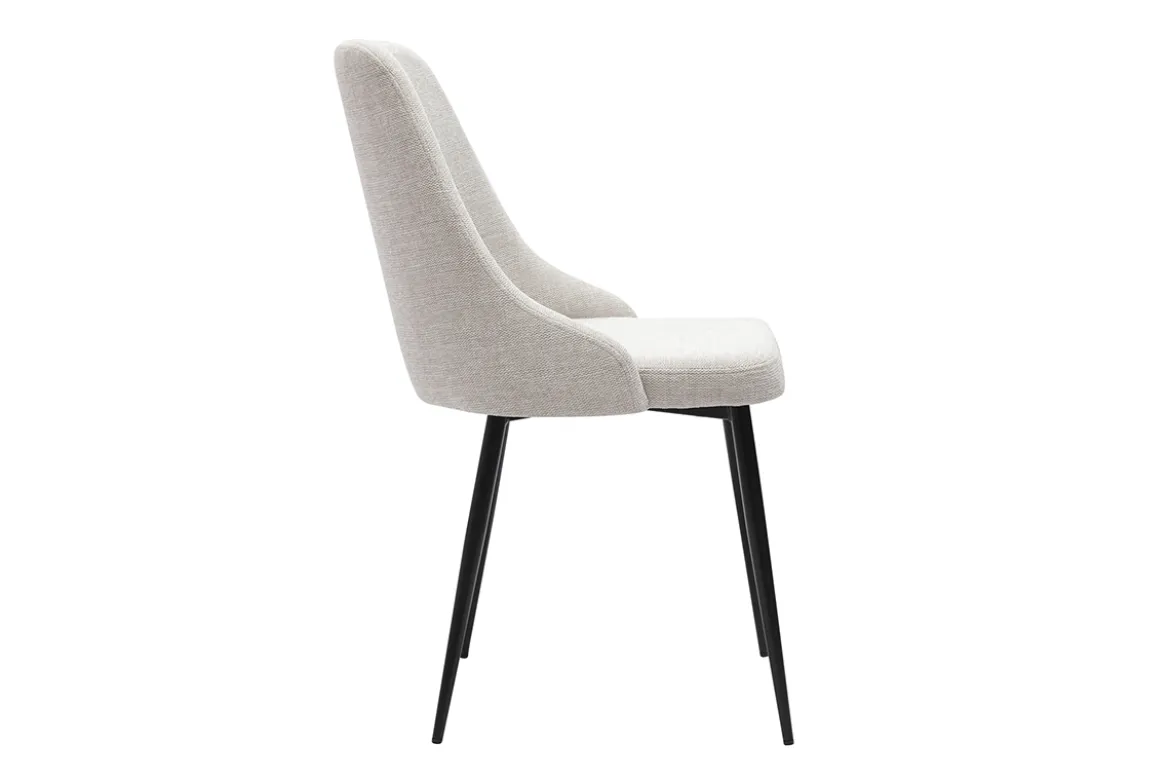 Chaises design en tissu effet velours beige naturel et métal noir (lot de 2) CULT