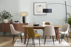 Chaises design en tissu effet velours beige naturel et métal noir (lot de 2) CULT
