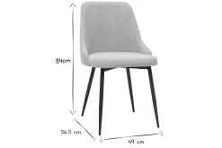 Chaises design en tissu effet velours beige naturel et métal noir (lot de 2) CULT