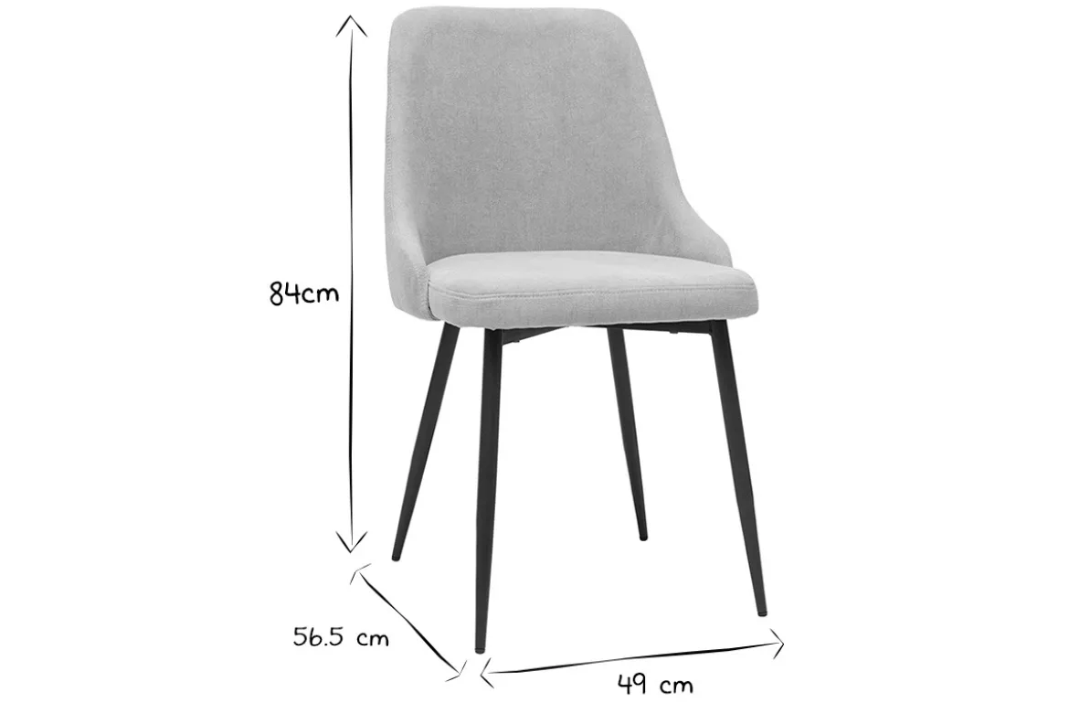 Chaises design en tissu effet velours beige naturel et métal noir (lot de 2) CULT