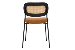 Chaises design en tissu effet velours texturé terre brulée, métal noir et cannage rotin (lot de 2) MIRANDA
