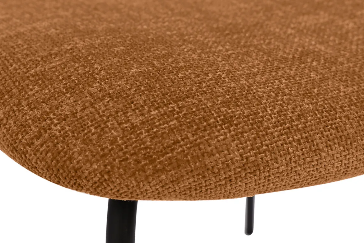Chaises design en tissu effet velours texturé terre brulée, métal noir et cannage rotin (lot de 2) MIRANDA