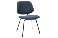 Chaises design en tissu effet velours texturé bleu foncé et métal noir (lot de 2) BARNET