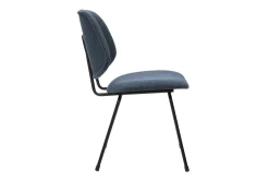 Chaises design en tissu effet velours texturé bleu foncé et métal noir (lot de 2) BARNET
