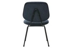 Chaises design en tissu effet velours texturé bleu foncé et métal noir (lot de 2) BARNET
