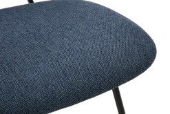 Chaises design en tissu effet velours texturé bleu foncé et métal noir (lot de 2) BARNET