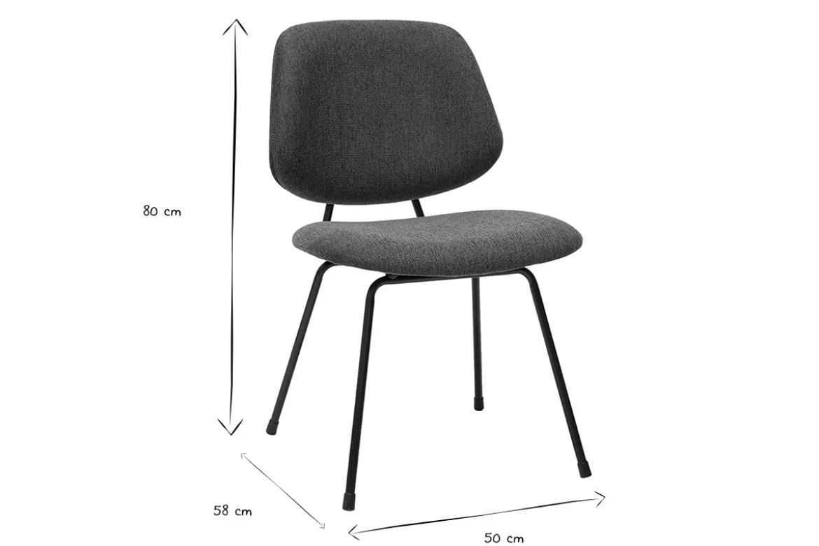 Chaises design en tissu effet velours texturé bleu foncé et métal noir (lot de 2) BARNET