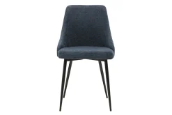 Chaises design en tissu effet velours texturé bleu foncé et métal noir (lot de 2) CULT