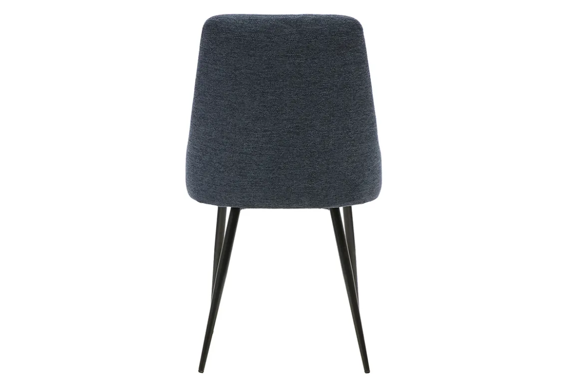 Chaises design en tissu effet velours texturé bleu foncé et métal noir (lot de 2) CULT
