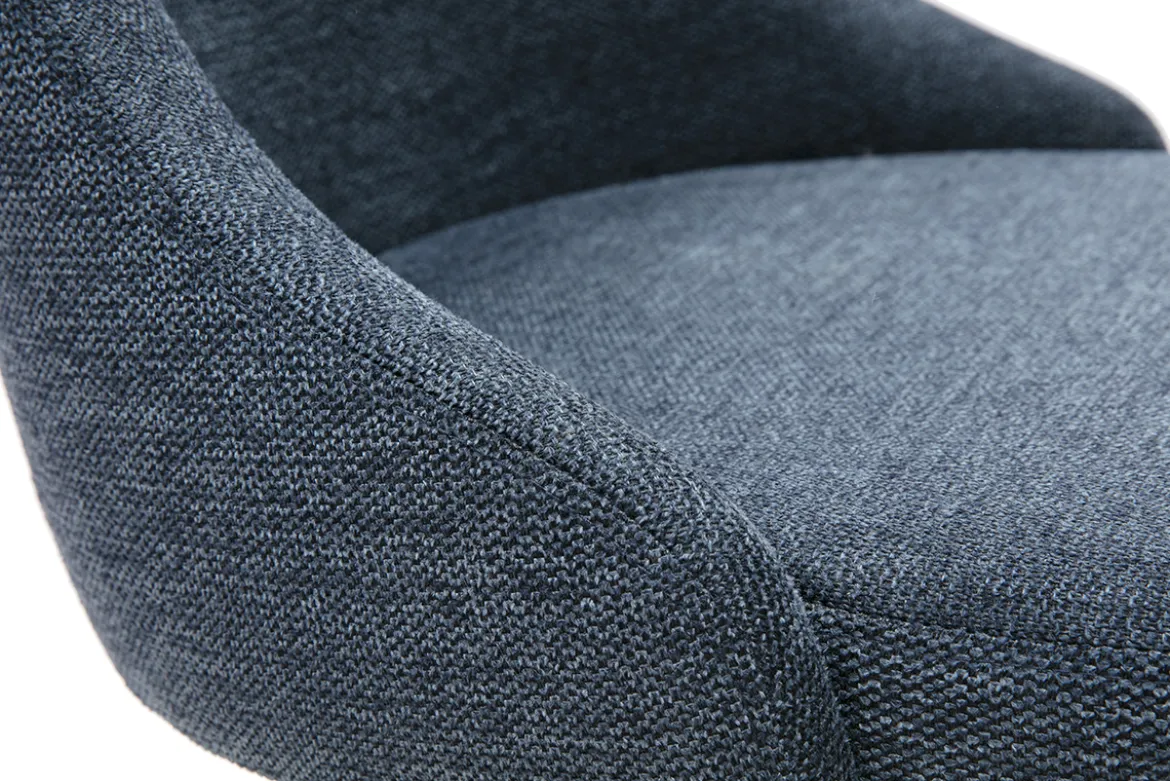 Chaises design en tissu effet velours texturé bleu foncé et métal noir (lot de 2) CULT