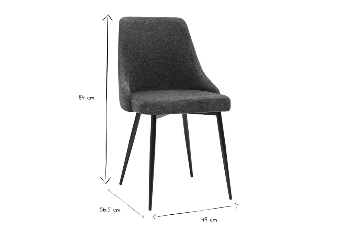 Chaises design en tissu effet velours texturé bleu foncé et métal noir (lot de 2) CULT