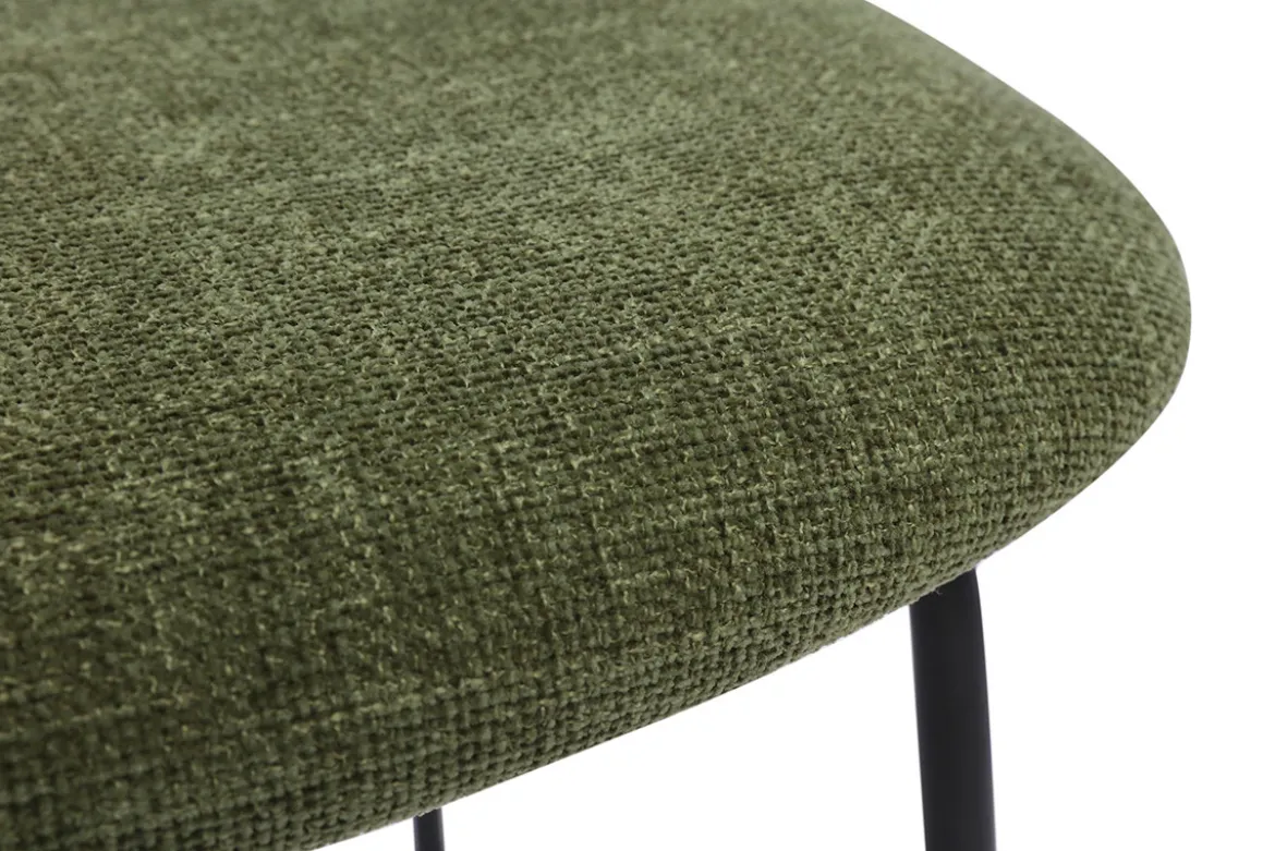 Chaises design en tissu effet velours texturé vert kaki, métal noir et cannage rotin (lot de 2) MIRANDA