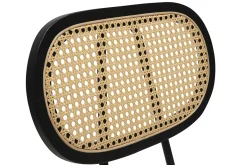 Chaises design en tissu effet laine bouclée blanc, métal noir et cannage rotin (lot de 2) SWANN
