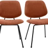 Chaises design en tissu effet velours terre brûlée et métal noir (lot de 2) BARNET
