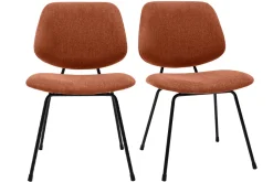 Chaises design en tissu effet velours terre brûlée et métal noir (lot de 2) BARNET