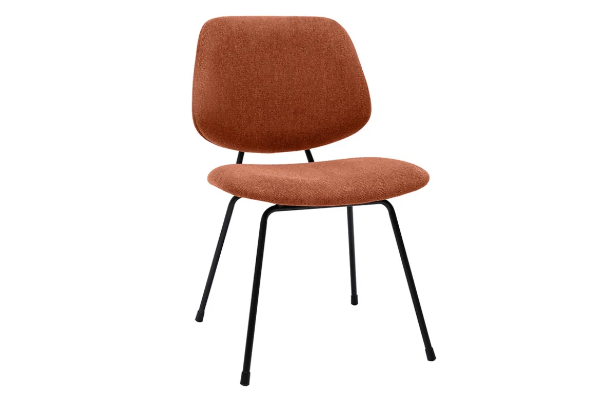 Chaises design en tissu effet velours terre brûlée et métal noir (lot de 2) BARNET