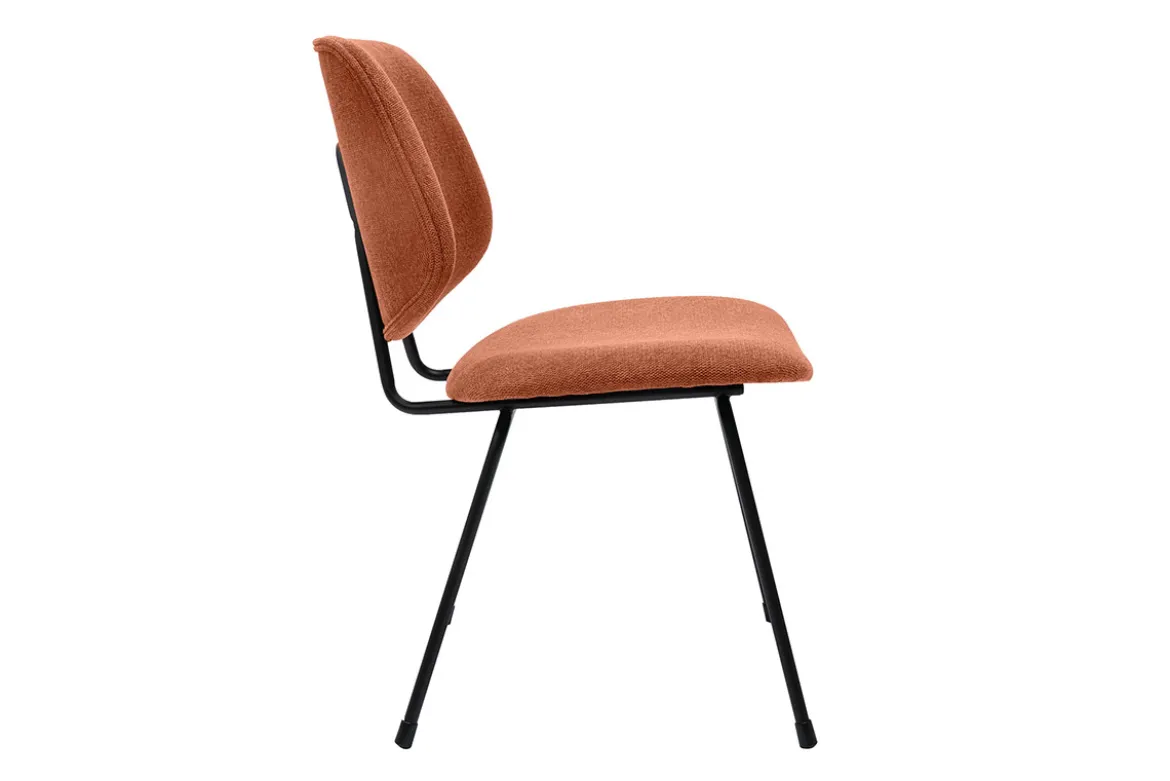 Chaises design en tissu effet velours terre brûlée et métal noir (lot de 2) BARNET