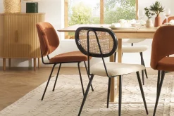 Chaises design en tissu effet velours terre brûlée et métal noir (lot de 2) BARNET