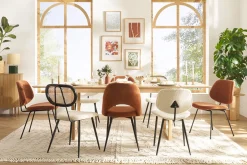 Chaises design en tissu effet velours terre brûlée et métal noir (lot de 2) BARNET