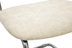 Chaises design en tissu effet velours texturé beige, métal chromé et cannage rotin (lot de 2) ELECTRA