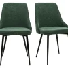 Chaises design en tissu effet velours texturé vert foncé et métal noir (lot de 2) CULT