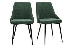 Chaises design en tissu effet velours texturé vert foncé et métal noir (lot de 2) CULT