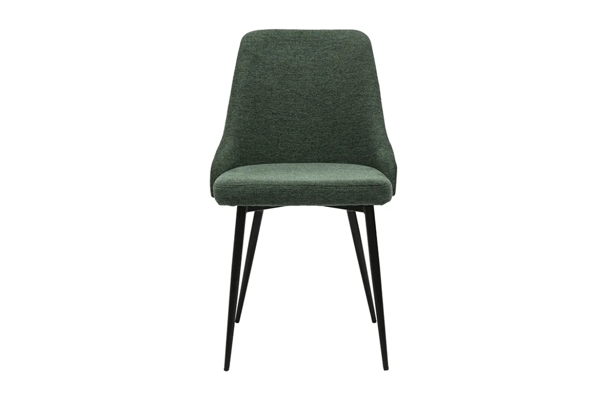 Chaises design en tissu effet velours texturé vert foncé et métal noir (lot de 2) CULT
