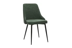 Chaises design en tissu effet velours texturé vert foncé et métal noir (lot de 2) CULT