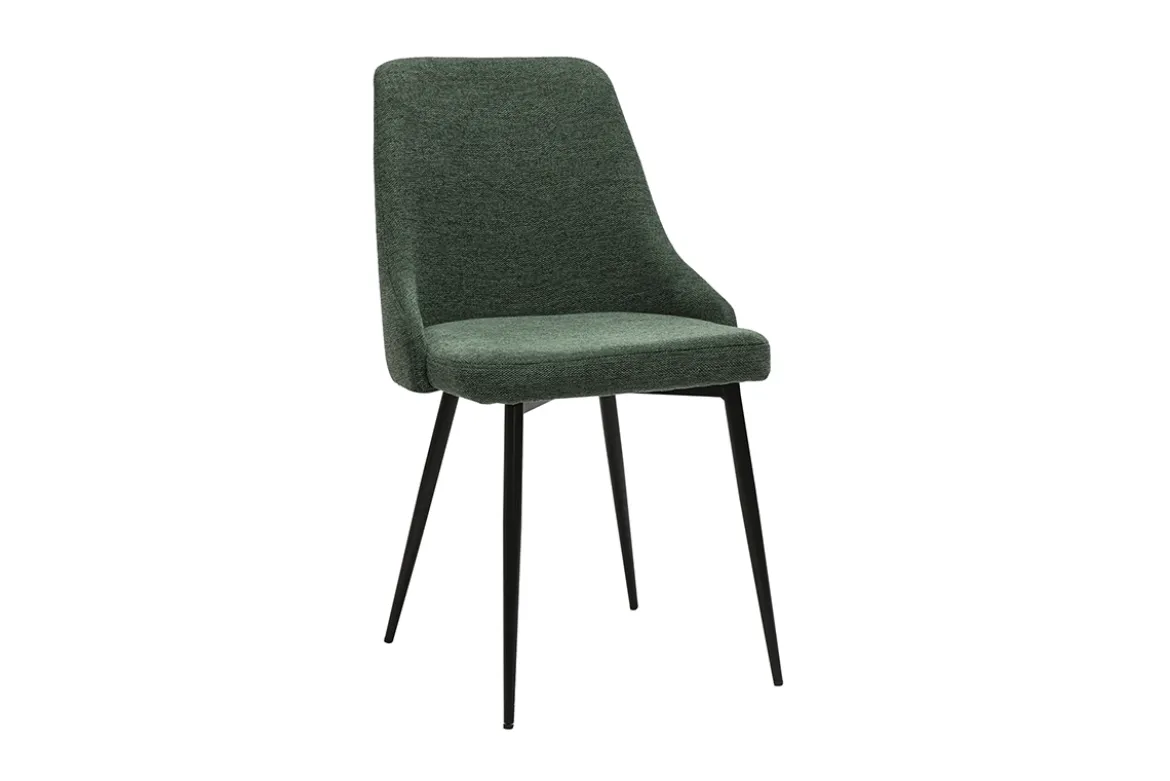 Chaises design en tissu effet velours texturé vert foncé et métal noir (lot de 2) CULT