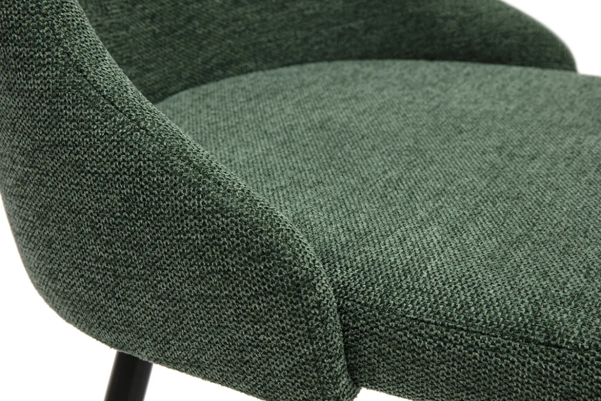 Chaises design en tissu effet velours texturé vert foncé et métal noir (lot de 2) CULT