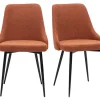 Chaises design en tissu effet velours texturé terre brûlée et métal noir (lot de 2) CULT