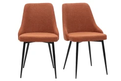 Chaises design en tissu effet velours texturé terre brûlée et métal noir (lot de 2) CULT
