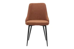 Chaises design en tissu effet velours texturé terre brûlée et métal noir (lot de 2) CULT