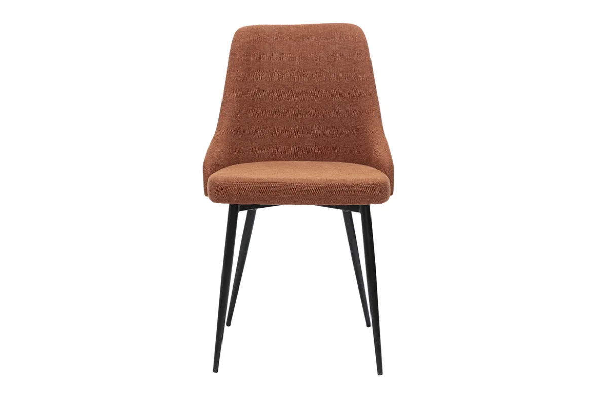 Chaises design en tissu effet velours texturé terre brûlée et métal noir (lot de 2) CULT