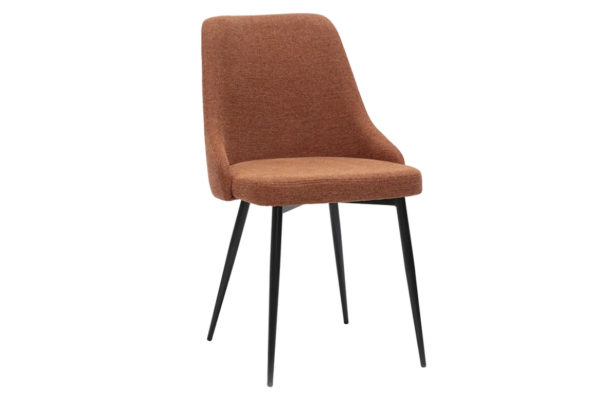 Chaises design en tissu effet velours texturé terre brûlée et métal noir (lot de 2) CULT