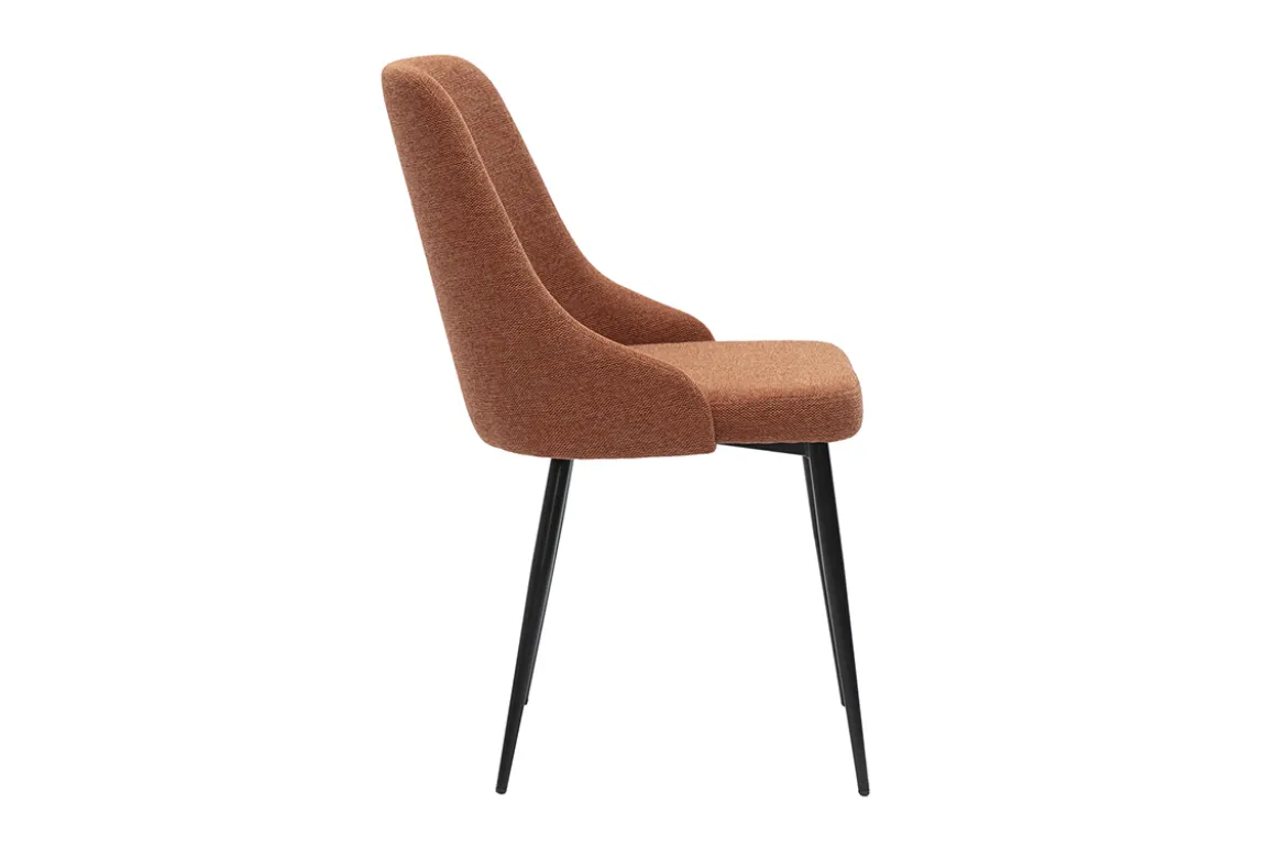 Chaises design en tissu effet velours texturé terre brûlée et métal noir (lot de 2) CULT